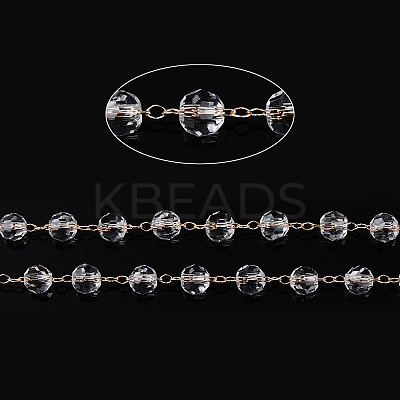 Handmade Glass Faceted Round Beaded Chains CHC-ZX005-05G-1