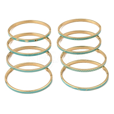 304 Stainless Steel Enamel Hinged Cuff Bangles for Women SA-CBAC920-15G-01-1