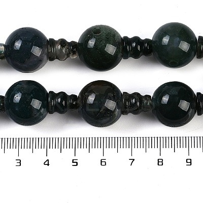 Natural Indian Agate 3-Hole Guru Beads Strands G-H064-E02-03-1