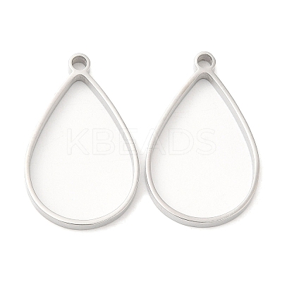 Non-Tarnish 304 Stainless Steel Open Back Bezel Teardrop Pendants STAS-Z040-11B-P-1