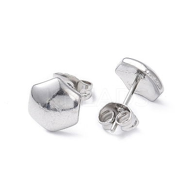 Non-Tarnish 304 Stainless Steel Hexagon Stud Earrings for Women EJEW-I285-04A-P-1