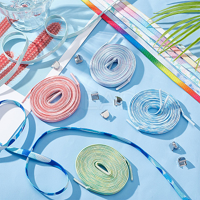 12 Sets 12 Colors Elastic Polyester Cord No Tie Shoelace AJEW-PH0004-36-1