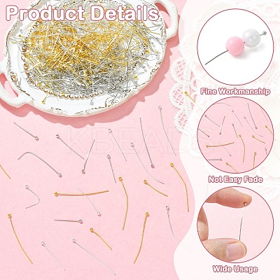 450Pcs 9 Styles Brass Ball Head Pins KK-YW0004-21-1
