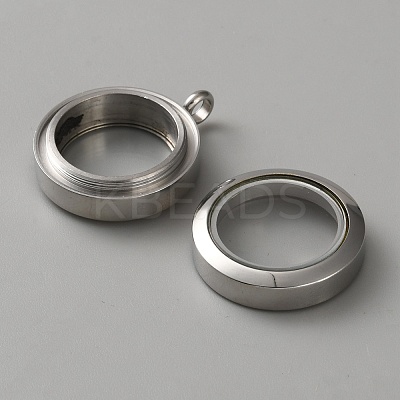 304 Stainless Steel Locket Pendants STAS-WH0058-14P-1