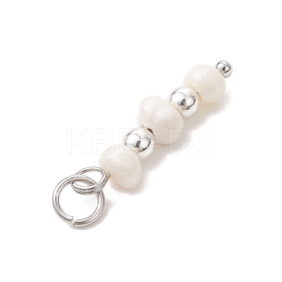Natural Cultured Freshwater Pearl Potato with Round Electroplate Synthetic Non-magnetic Hematite Pendants PALLOY-JF04853-01-1