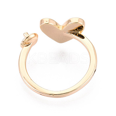 Heart Brass Shell Cuff Ring Settings KK-T076-74G-1