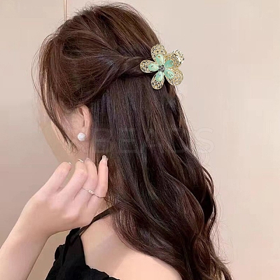 Flower Alloy Rhinestone Claw Hair Clips PW-WG5936D-02-1