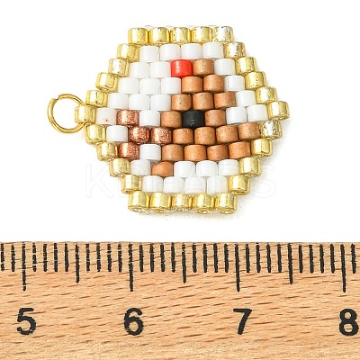 Christmas 304 Stainless Steel & Glass Cylinder Seed Beads Pendants PALLOY-MZ01445-1