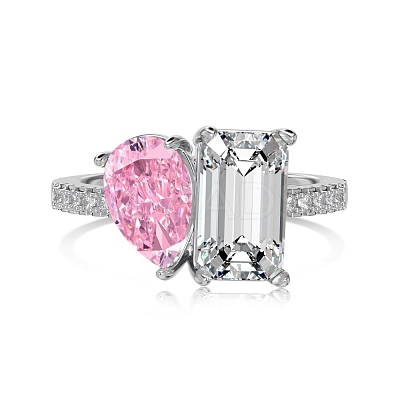 Anti-Tarnish Rhodium Plated 925 Sterling Silver Finger Ring RJEW-Z040-15P-1