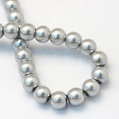 Baking Paint Pearlized Glass Pearl Round Bead Strands HY-Q330-8mm-34-1