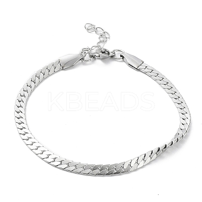 Non-Tarnish 304 Stainless Steel Curb Chain Bracelet BJEW-K226-01D-P-1