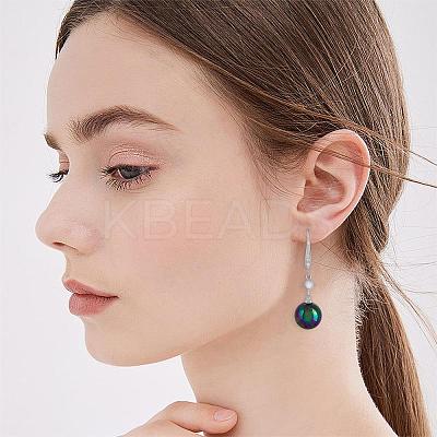 Pearl Earrings with Cubic Zirconia White Freshwater Shell Pearl Dangle Hook Earrings Stud Round Ball Drop Hoop Earrings Brass Jewelry Gift for Women JE1097C-1