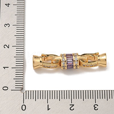 Brass Micro Pave Cubic Zirconia Fold Over Clasps KK-U037-43G-02-1