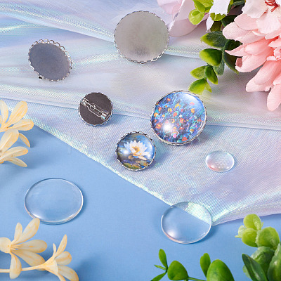 DIY Blank Dome 304 Stainless Steel Brooch Making Kit DIY-TA0009-60-1