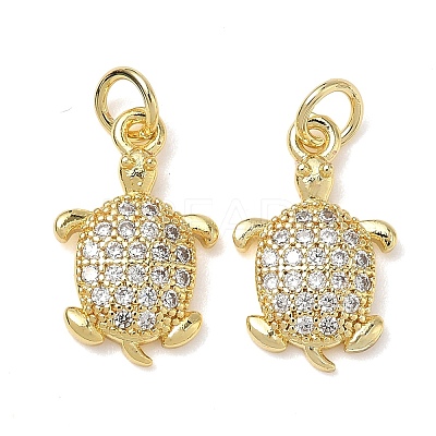 Brass Micro Pave Clear Cubic Zirconia Pendants KK-L253-23G-02-1
