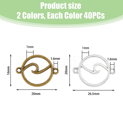 80Pcs 2 Styles Tibetan Style Alloy Connector Charms TIBE-DC0001-11-1