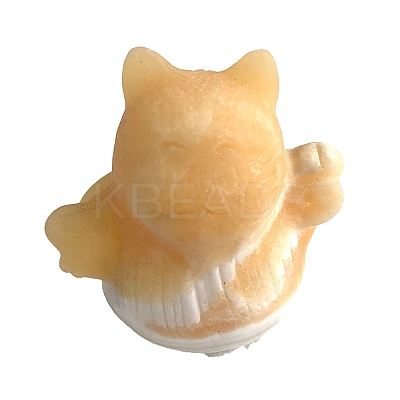 Natural Calcite Carved Healing Lucky Cat Figurines PW-WG20972-04-1