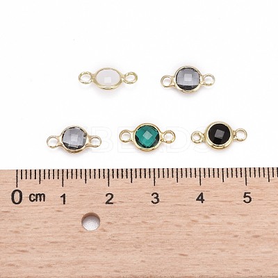 Golden Plated Glass Flat Round Links connectors KK-L094-02-1