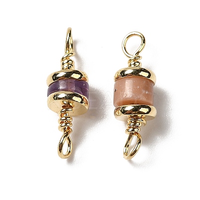 Natural Mixed Gemstone Connector Charms KK-P242-26G-1