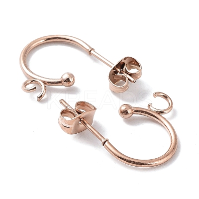 Ion Plating(IP) 304 Stainless Steel Half Hoop Earrings STAS-Z028-B01-RG-01-1