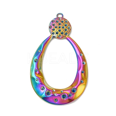 Ion Plating(IP) 304 Stainless Steel Big Pendant Rhinestone Settings STAS-A070-29MC-1