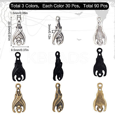 90Pcs 3 Colors Alloy Pendants FIND-SC0006-51-1