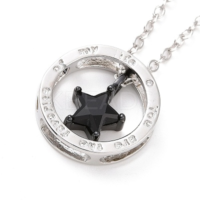 Cubic Zirconia Star Pendant Necklace NJEW-G073-01B-B-1