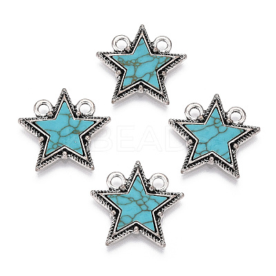 Alloy Pendants with Synthetic Turquoise PALLOY-TADZ0001-03AS-1