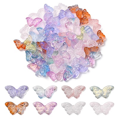 Transparent Spray Painted Glass Beads GLAA-YW0001-56-1
