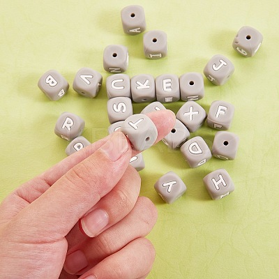 26Pcs 26 Style Silicone Alphabet Beads for Bracelet or Necklace Making SIL-SZ0001-01A-1