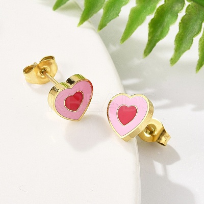 304 Stainless Steel Enamel Stud Earrings STAS-E502-01G-03-1