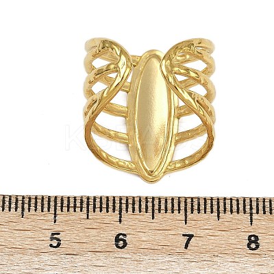 Horse Eye 304 Stainless Steel Enamel Cuff Rings for Women RJEW-G355-04G-02-1