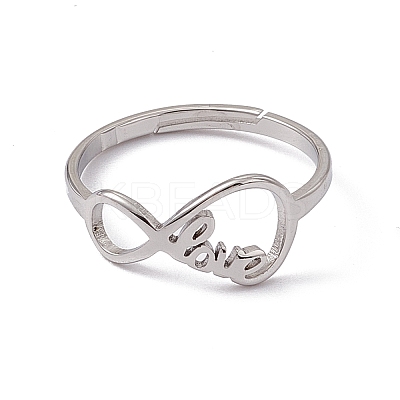 Non-Tarnish 201 Stainless Steel Infinity Love Adjustable Ring for Women RJEW-C045-03P-1