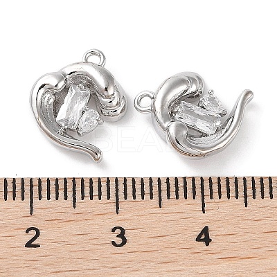 Brass Micro Pave Clear Cubic Zirconia Charms KK-G491-30P-1