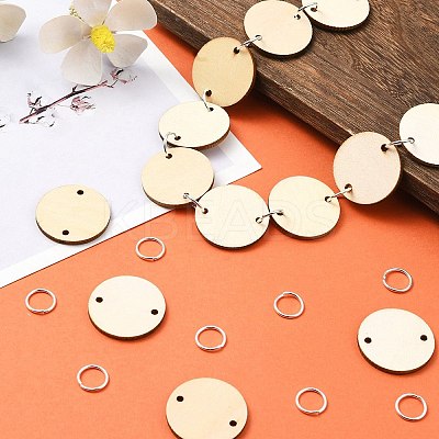 50Pcs Undyed Unfinished Wood Connector Charms WOOD-FS0001-11-1