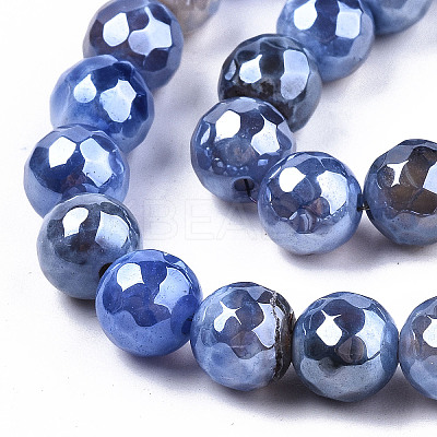 Electroplate Natural Agate Beads Strands LS-G-T131-54G-1