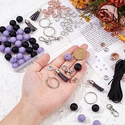 DIY Silicone Beads Keychain Making Kits DIY-FI0001-16-1