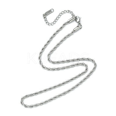 304 Stainless Steel Rope Chain Necklace for Men Women NJEW-YW0001-19-1