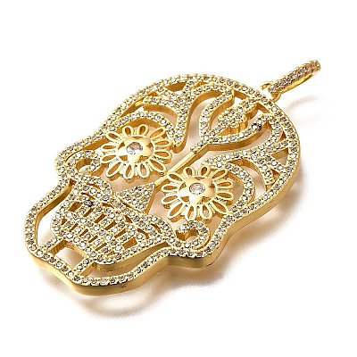 Brass Micro Pave Cubic Zirconia Pendants KK-U055-08G-01-1