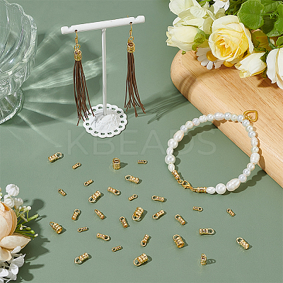 40Pcs 4 Styles Brass Cord Ends KK-BC0014-75-1