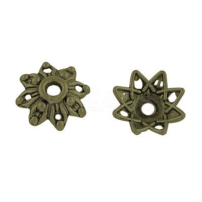 8-Petal Flower Alloy Bead Caps TIBEB-155-AB-NR-1