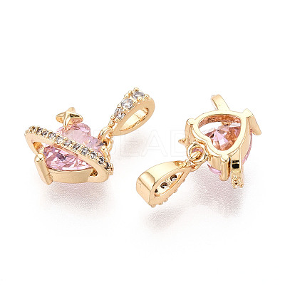 Brass Micro Pave Cubic Zirconia Charms KK-N275-12E-G-1