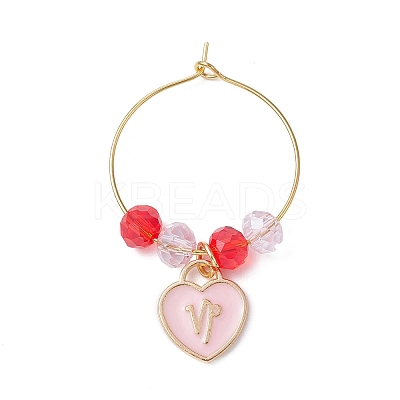 Heart with Twelve Constellations Alloy Enamel Wine Glass Charms AJEW-JO00227-1