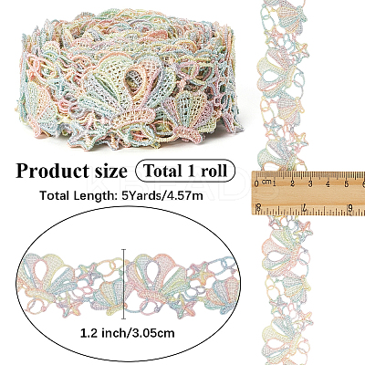5 Yards Flower Polyester Lace Ribbon OCOR-GF0004-95D-1