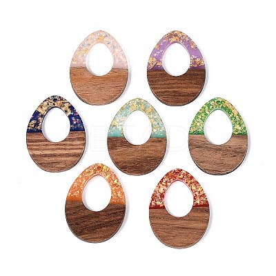 Opaque Resin and Walnut Wood Pendants RESI-T060-15M-1