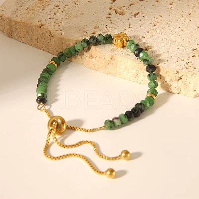 Adjustable Natural Round Ruby in Zoisite Beads Slider Bracelets LF2079-2-1