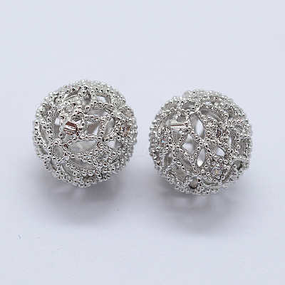 Brass Cubic Zirconia Beads ZIRC-D011-50P-1