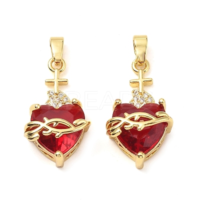 Brass Micro Pave Cubic Zirconia Pendants X-KK-G533-08G-1