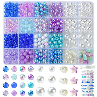 DIY Round Acrylic & ABS Plastic Imitation Pearl Beads Bracelets Jewelry Making Kits DIY-FS0007-42-1