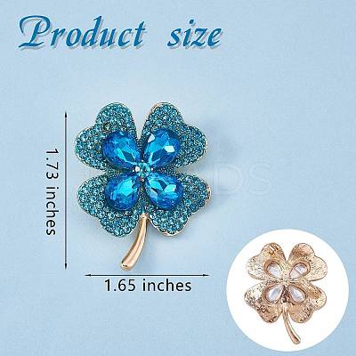 Cubic Zirconia Clover Brooch Pin JBR105E-1